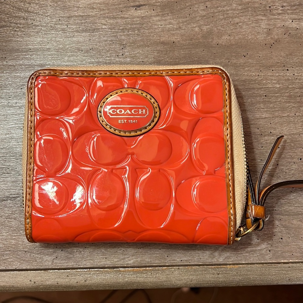 Orange Coach Wristlet